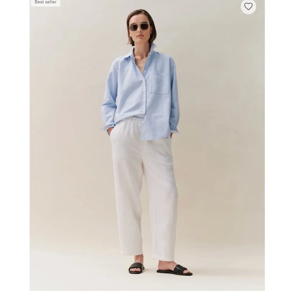 NWT Quince European Linen Pants Womens Large White European Linen